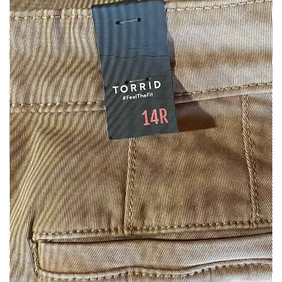 Torrid Wide Leg High Rise Chino Pants 14R Khaki Sage Outfit NWT Work Casual - Picture 7 of 9